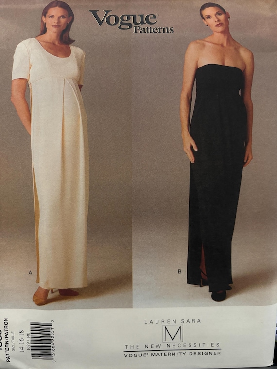 Elegant Maternity Evening Gown Pattern---Vogue 1689---Sizes 16-16-18 UNCUT