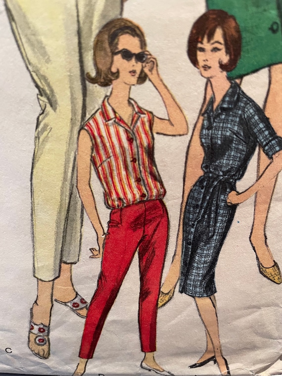 Buy Vintage 1960's Reversible Cropped Cigarette Pants, Blouson Top or Dress  Pattern---vogue 5535---size 14 Bust 34 UNCUT and Factory Folded Online in  India