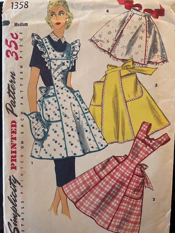 Vintage 1960's Apron With Several Variations and Oven Mitt Pattern