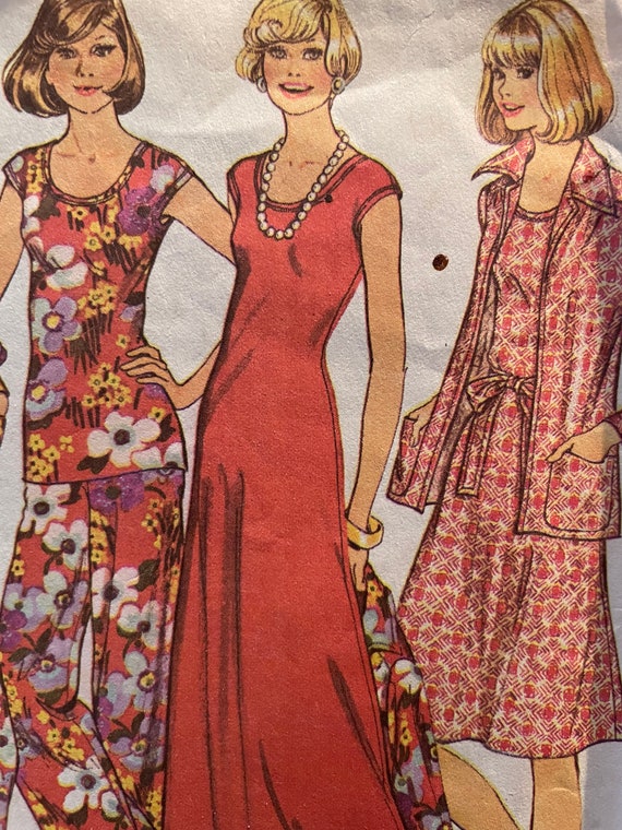 Vintage 1970's Slimming Maxi Dress, Top, Pants and Jacket Pattern---mccalls  4250---size 8 Bust 31 1/2 - Etsy