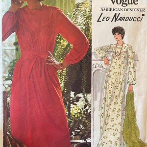 May include: A vintage sewing pattern for a dress with two different styles. The pattern is called "Very Easy Vogue" and is designed by Leo Narducci. The pattern number is 1201.