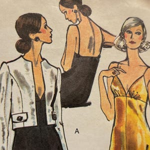Vintage 1970&#39;s Slip Dress and Cropped Jacket Pattern---Vogue 8190---Size 14  Bust 36  UNCUT and Factory Folded