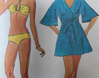 Vintage 1970's Bikini, One-Piece Bathing Suit and Cover-Up Pattern---McCalls 4523---Size 12  Bust 34  UNCUT and Factory Folded