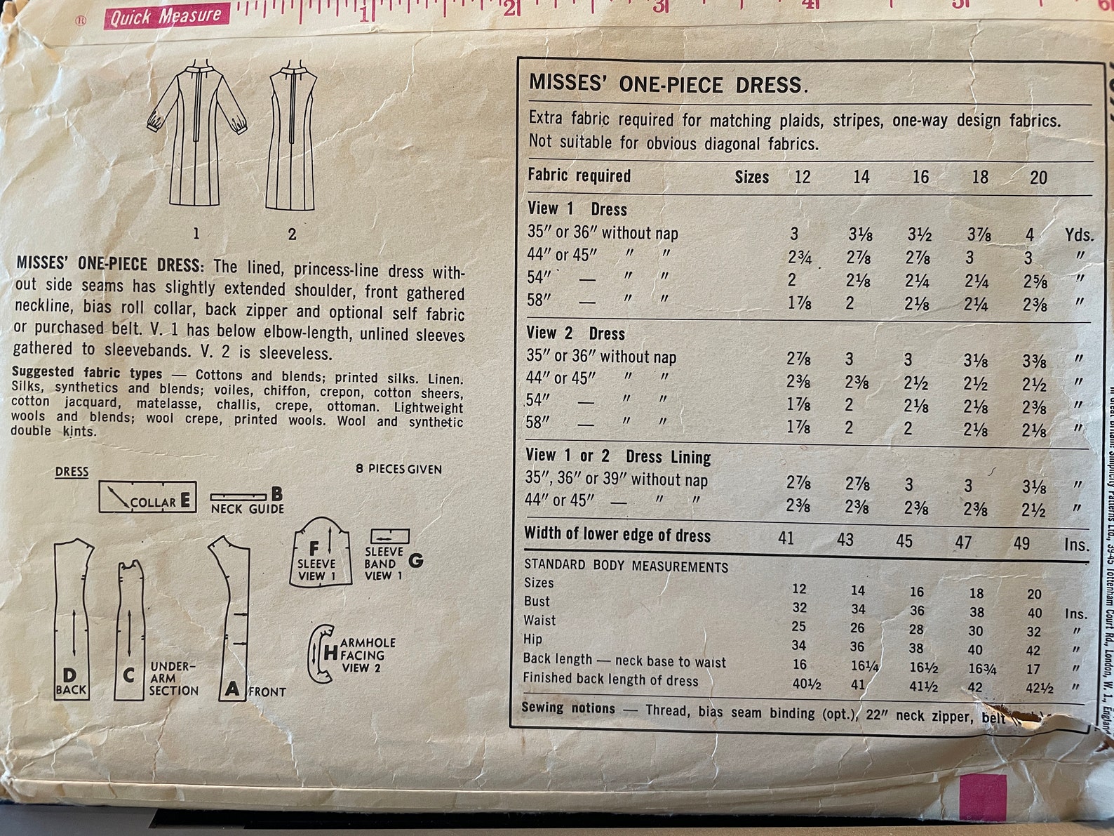 Vintage 1960's Princess Seamed Sheath Dress With Sleeve Variations ...