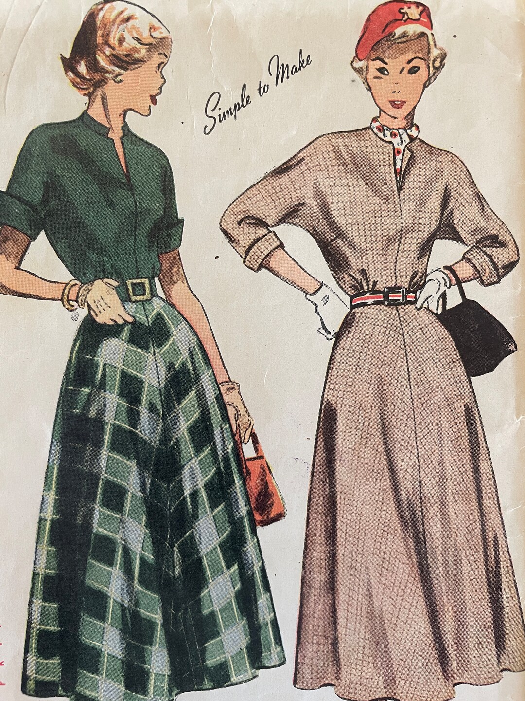 Vintage 1949 Dress Pattern---simplicity 2764---size 11 Bust 29 - Etsy