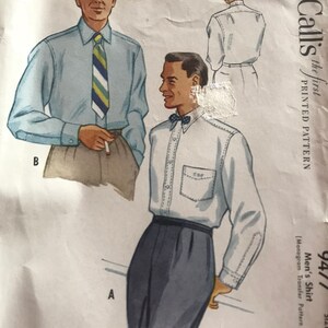 Rare Vintage 1950&#39;s Men&#39;s Monogrammed Dress Shirt With Transfer---McCalls 9477---Size 15  Chest 38