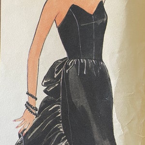 Gorgeous Strapless Evening Dress Pattern With Hem Ruffle and Attached Bow by Bellville Sassoon---Vogue 1471---Size  Bust 31 1/2  UNCUT