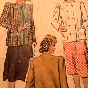 Rare Vintage 1940 Misses' Jacket PatternMccalls 3755Size 14 Bust 32 image 1