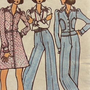 Mönster till klänning, jacka, byxor, shorts och blus från 1970-talet av Kenzo --- Butterick 3029 --- Storlek 7 JP Byst 32 Oklippt
