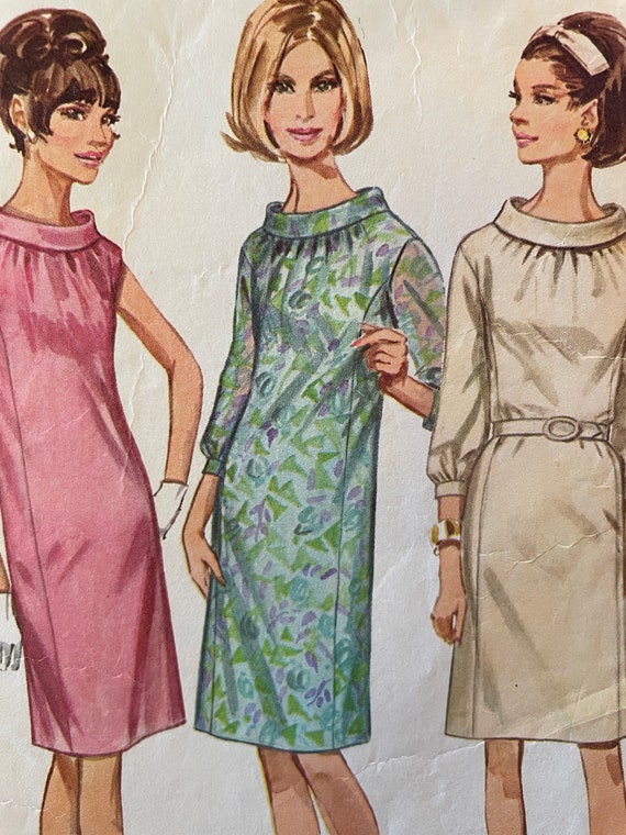 Vintage 1960's Princess Seamed Sheath Dress With Sleeve Variations