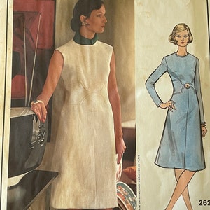 Classy Vogue Paris Original A-Line Dress by Pierre Balmain---Vogue 2621---Size 12  Bust 34  UNCUT and Factory Folded