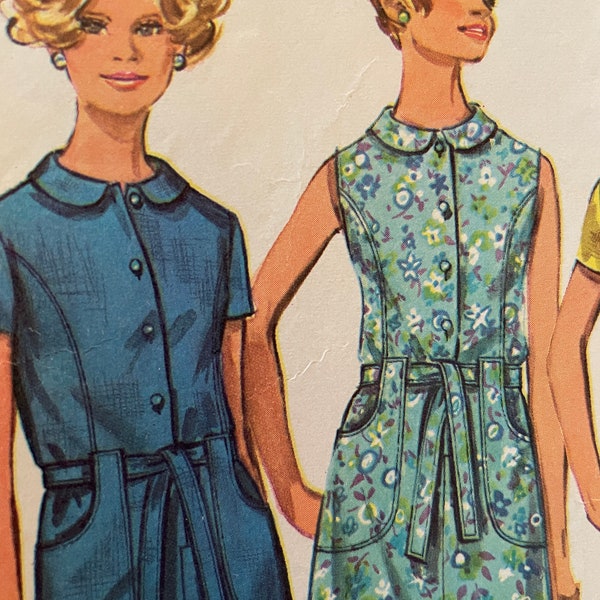 Cute Vintage 1960's Dress With Peter Pan Collar---Simplicity 8029---Size 12  Bust 34