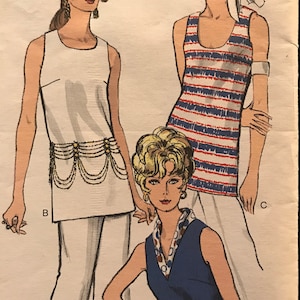 Vintage 1960&#39;s Tunic Style Sleeveless Top Pattern With Neck Variations---Vogue 7607---Size 14  Bust 36  UNCUT