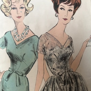 Elegant Vintage 1950&#39;s Vogue Special Design Dress and Slip Pattern---Vogue 4130---Size 14  Bust 34