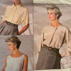 May include: A vintage Vogue Patterns sewing pattern featuring a design by Calvin Klein. The pattern includes instructions for making a blouse and skirt. The pattern is for sizes 6-14.