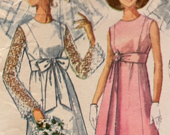 Vintage 1960's Princess Seamed Wedding and Bridesmaid Dress Pattern---Simplicity 7479---Size 12  Bust 34