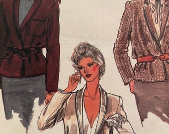 Élégant motif de veste portefeuille vintage des années 1970 --- Vogue 7276 --- taille 8 buste 31 1/2 non coupé