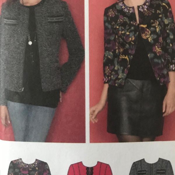 Lined Cardigan Style Jacket in Two Lengths With Braid Trim---Simplicity 2284---Sizes 6-14  Bust 301/2 Thru 36  UNCUT and Factory Folded