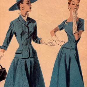 Vintage 1950&#39;s Dress and Jacket Pattern---Simplicity 7509---Size 12  bust 30