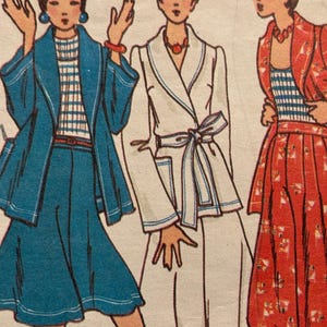 Vintage 1970&#39;s Betsey Johnson Pleated Pants, Wrap Jacket, and Flared Skirt Pattern---Butterick 3290---Size 8  Bust 31 1/2
