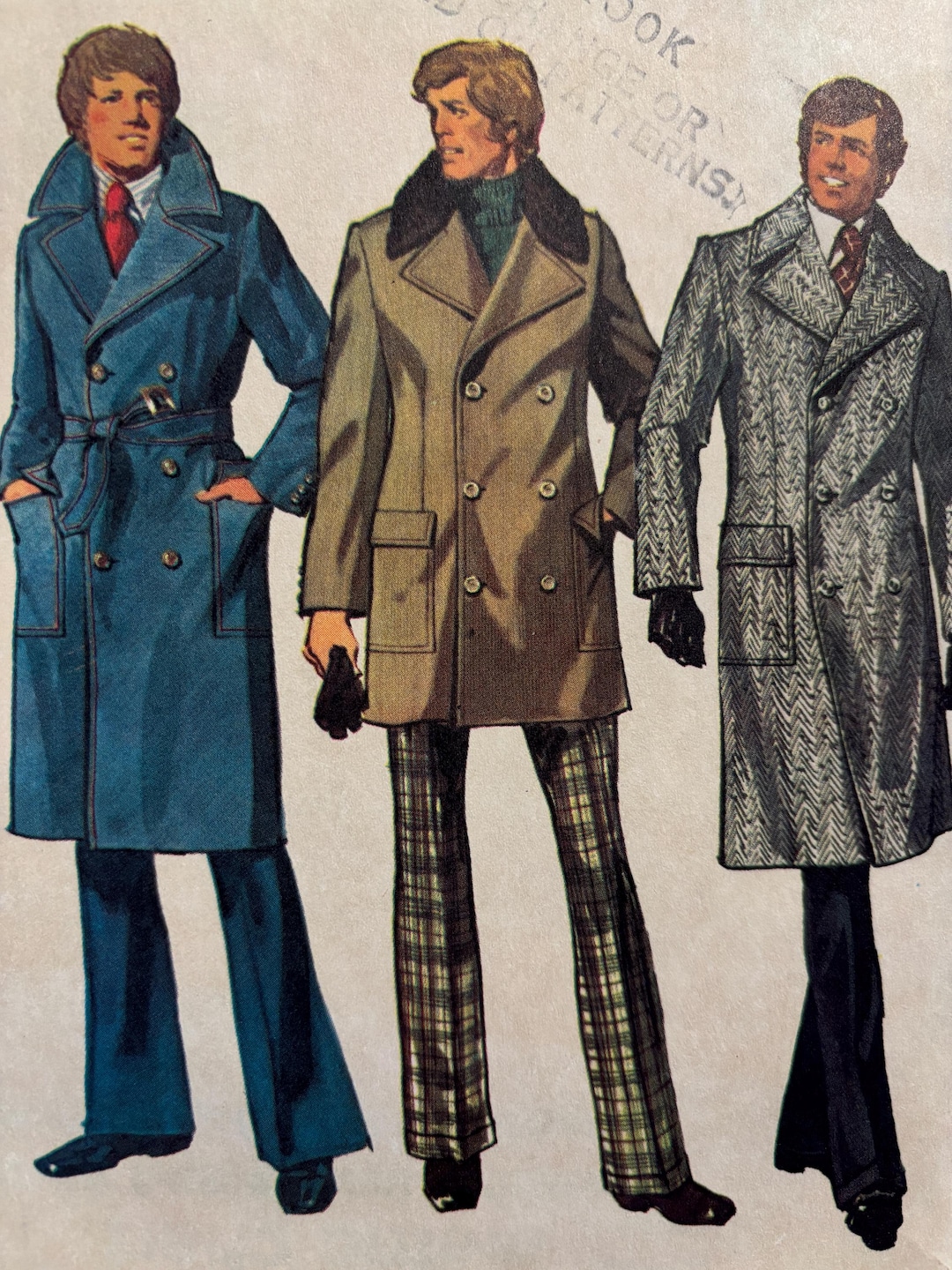 Vintage 1970's Men's Double Breasted Trench Coat Pattern---simplicity ...