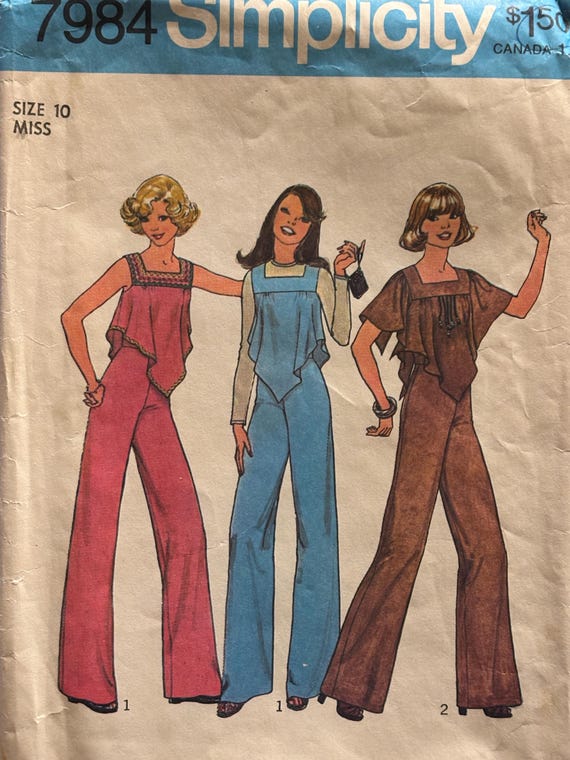 Vintage 1970's Jumpsuit Pattern With Handkerchief Hem---simplicity