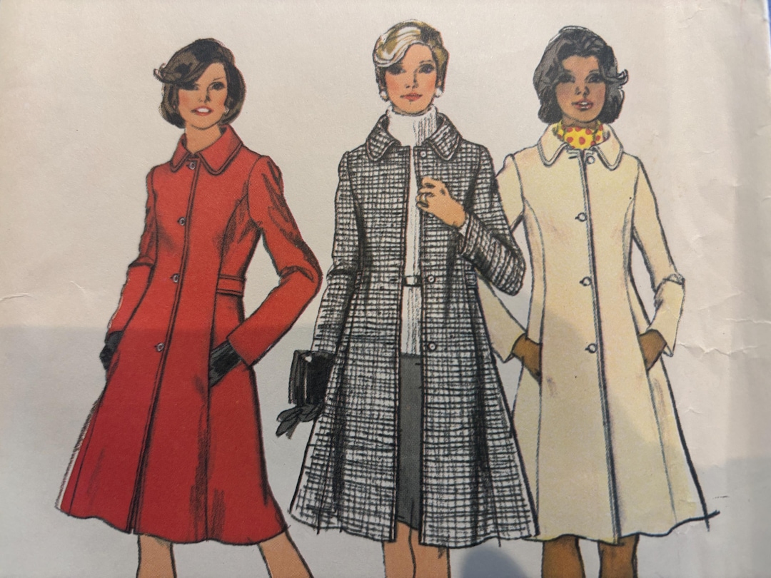Vintage 1970's Classic Princess Seamed Coat With Back Belt Pattern ...