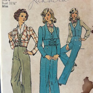 Vintage 1970's Cropped Jacket, Vest and Pants Pattern---simplicity 6284 ...