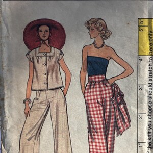 Vintage 1970's Cropped Jacket, Yoked Pants, and Strapless Top Pattern ...