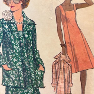 Vintage 1970&#39;s Square Neck, A-Line Dress and Jacket Pattern---Vogue 9151---Size 10  Bust 32 1/2  UNCUT