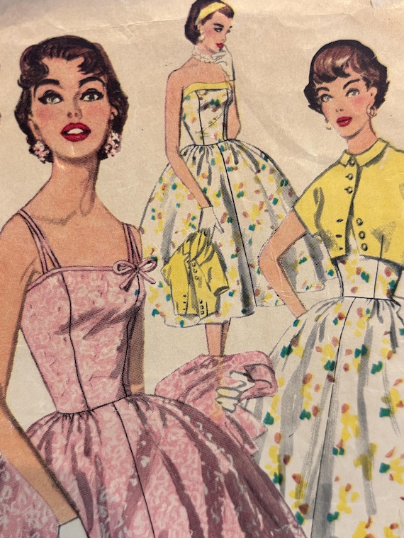 Fabulous Vintage 1950's Cropped Bolero and Cocktail Dress  Pattern---simplicity 1157 Size 11 Bust 29