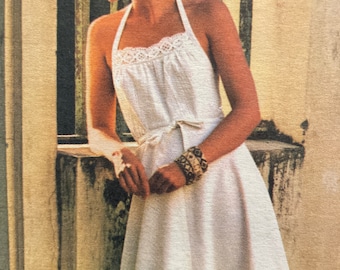 Vintage 1970's Back Wrapped Sundress With Ruffled Hem---Butterick 4826---Size Small (8-10)  Bust 31 1/2 Thru 32 1/2  UNCUT