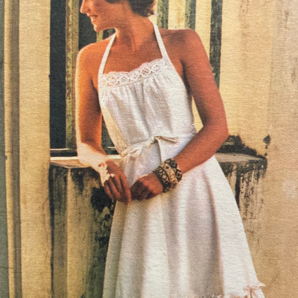 Vintage 1970's Back Wrapped Sundress With Ruffled Hem---Butterick 4826---Size Small (8-10)  Bust 31 1/2 Thru 32 1/2  UNCUT