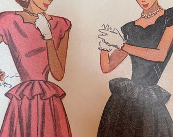 Vintage 1940's Evening Dress Pattern---Simplicity 2238---Size 12  Bust 30