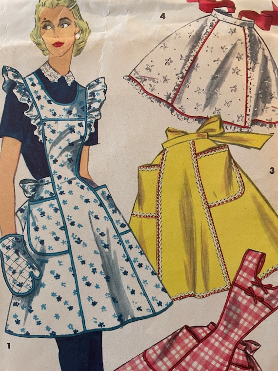 【60s Vintage】Old Apron Chicago today Vintage 1960's Apron With Several Variations and Oven Mitt