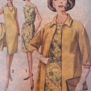 Vintage 1964 Mrs Maisel Style Elegantes Etuikleid und Mantelmuster---Simplicity 5373---Größe 12 Büste 32