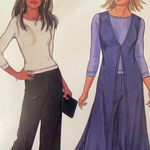 Long Vest or Duster, Pants and Boat Neck Jersey Pattern---New Look 6151---Sizes 10-22  Bust 32 1/2 Thru 44  UNCUT