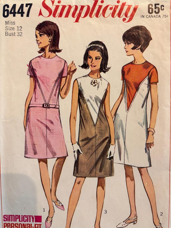 Vintage 1960's A-line Sheath Dress Pattern With Seam Interest