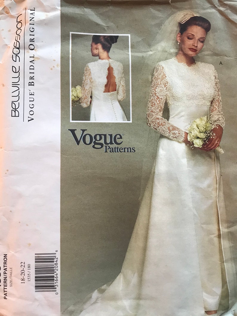 Stunning Evening Gown Cocktail Dress or Bridal Gown by Bellville Sassoon---Vogue 1535---Sizes 18-20-22 Bust 40 Thru 44
