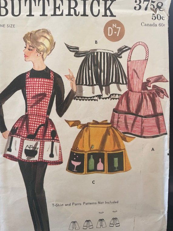 Fab Vintage 1960's Apron With Great Appliqués---butterick 3758