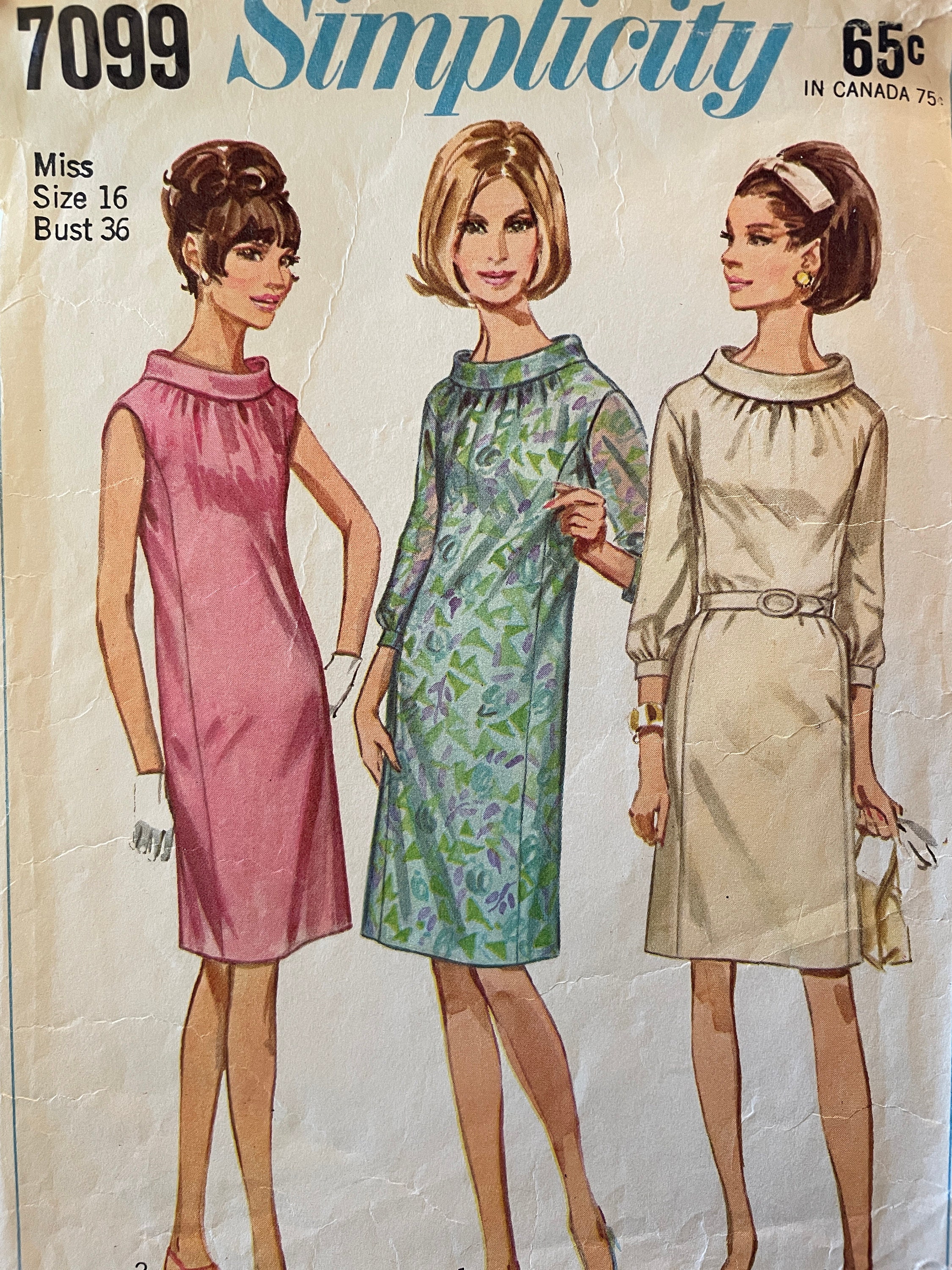 Vintage 1960's Princess Seamed Sheath Dress With Sleeve Variations ...