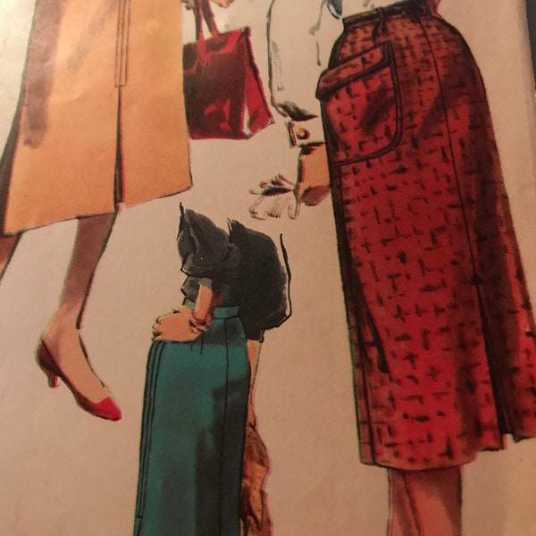 Fab Vintage 1960's Pencil Skirt With Optional Large Patch Pocket---Simplicity 4975---Waist 24  Hip 30