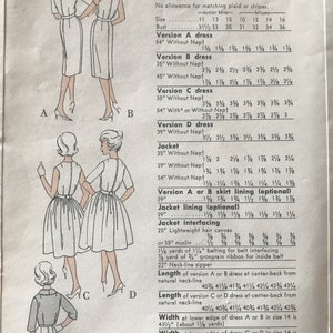 Classic Sheath or Full Skirted Dress and Cropped, Double Breasted Jacket PatternVogue 5088Size 13 Bust 33 image 3