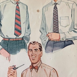 Vintage 1950&#39;s Men&#39;s Button Down Shirt Pattern---Simplicity 4127---Size 14 1/2  UNCUT