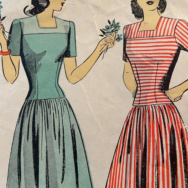 Vintage 1940's DuBarry Dress Pattern---DuBarry 5614---Size 12  Bust 30