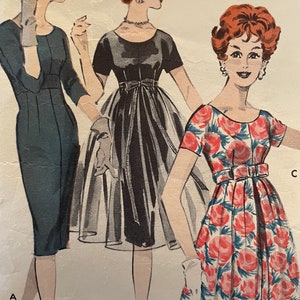 Vintage 1960&#39;s Empire Waist Cocktail Dress With Optional Sheer Overskirt---Butterick 8801---Size 13  Bust 33