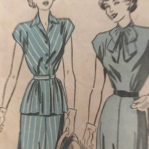CLEARANCE Vintage 1940&#39;s Peplum Blouse, Skirt, and Dress Pattern---Advance 4864---Size 14  Bust 32  UNUSED