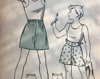 RARE 1940's Boys Boxer Shorts or Swimsuit Pattern---Butterick 3842---Size 8  Waist 23