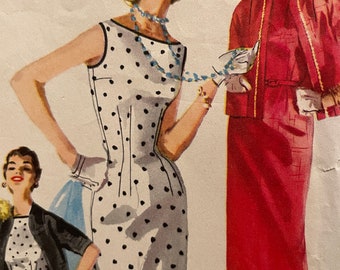 Vintage 1960's Mrs Maisel Style Sheath Dress and Jacket Pattern---Simplicity 1117---Size 14  Bust 32