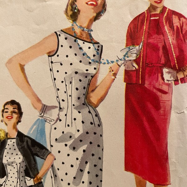 Vintage 1960's Mrs Maisel Style Sheath Dress and Jacket Pattern---Simplicity 1117---Size 14  Bust 32